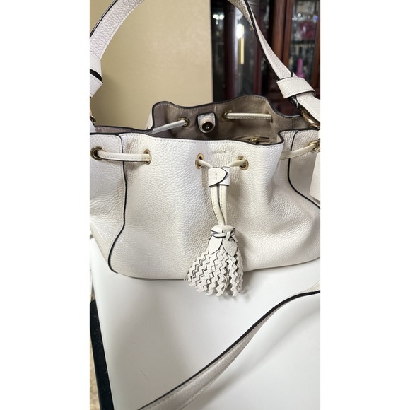 Coach Everly Drawstring Shoulder Bag C5671 Chalk Pebbled Leather Women's Purse - Picture 9 of 16